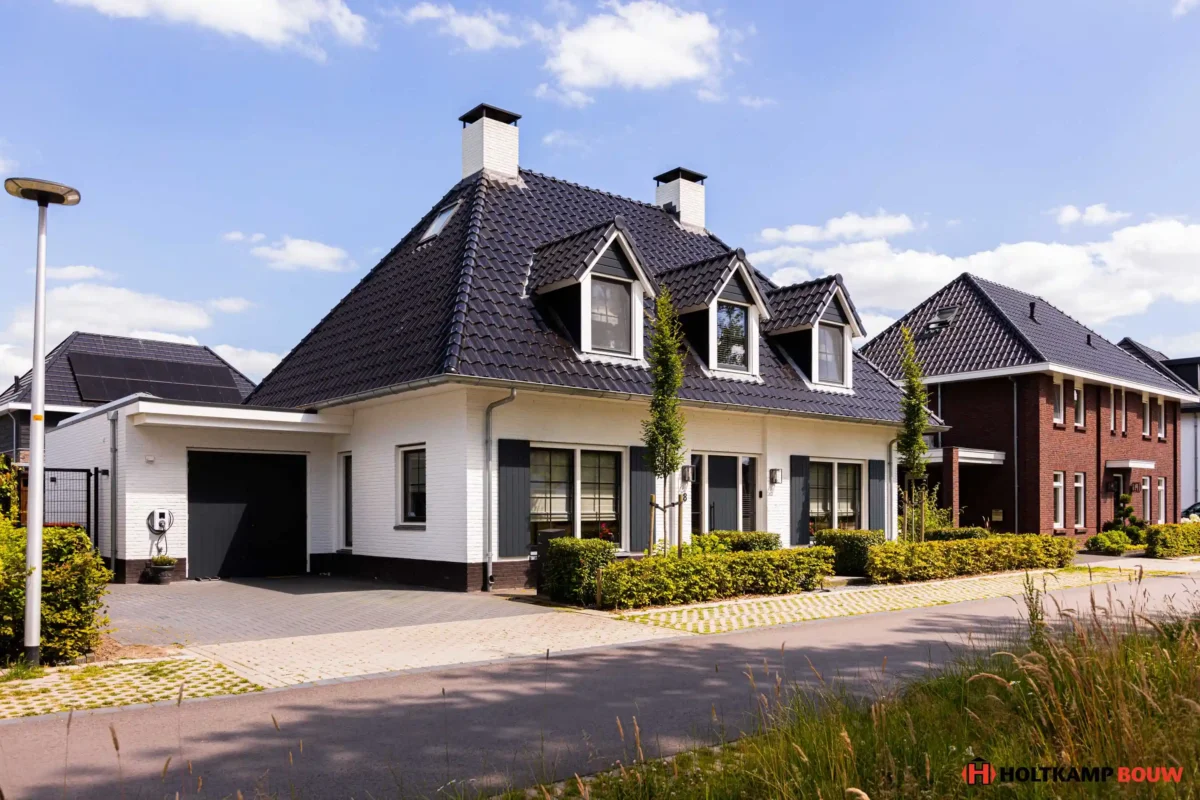 Zijaanzicht Eigentijdse woning met wildverband