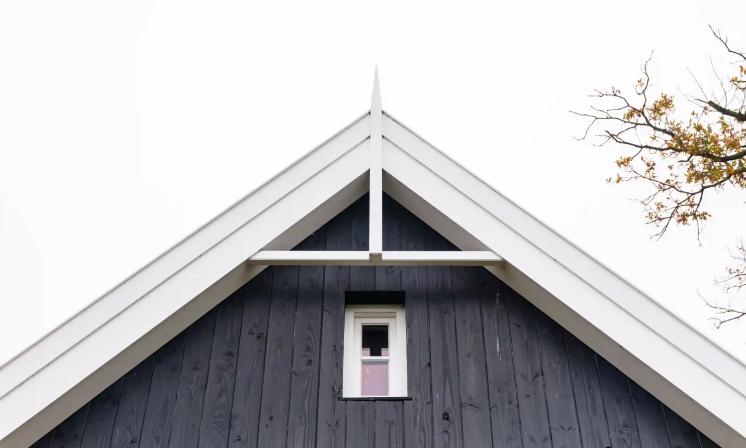 Detailfoto van zinken bakgoot en houtconstructie bij moderne schuurwoning, Holtkamp Bouw